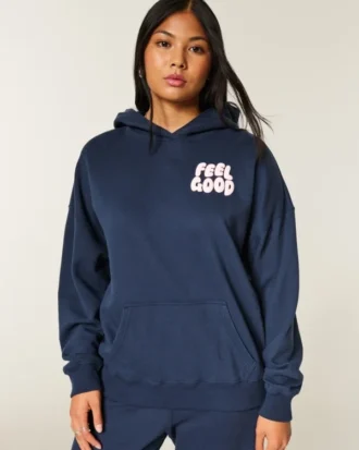Hollister Sweat à capuche oversize avec logo graphique Feel Good
