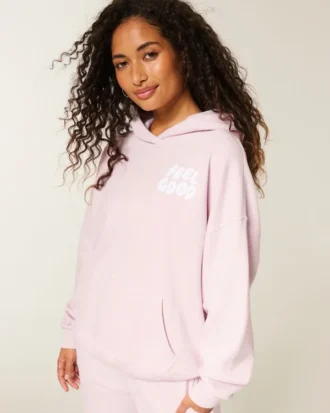 Hollister Sweat à capuche oversize avec logo graphique Feel Good