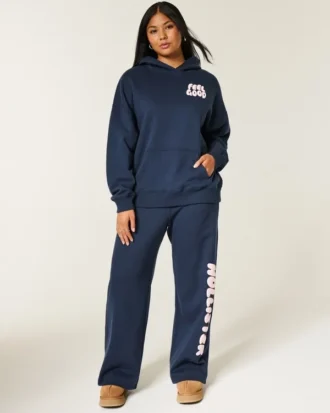 Hollister Sweat à capuche oversize avec logo graphique Feel Good