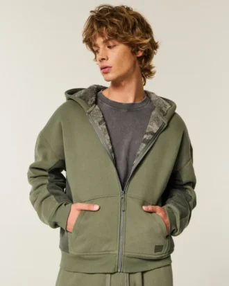 Hollister x Crocs Sweat à capuche zippé doublé sherpa