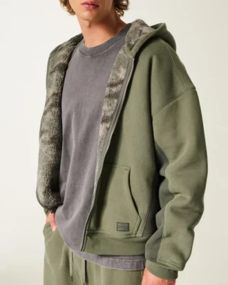 Hollister x Crocs Sweat à capuche zippé doublé sherpa