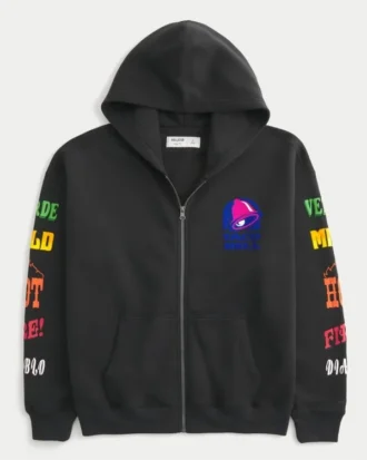 Hollister x Taco Bell Sweat à capuche zippé graphique Boxy