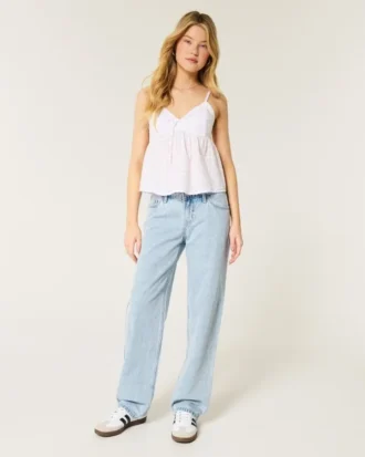 Jean ample taille basse délavé clair