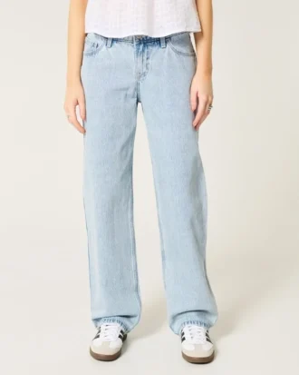 Jean ample taille basse délavé clair