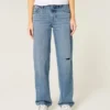 Jean ample taille basse délavé moyen déchiré Jean ample taille basse délavé moyen déchiré