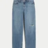 Jean ample taille basse délavé moyen déchiré Jean ample taille basse délavé moyen déchiré