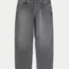 Jean baggy gris brodé et clouté Jean baggy gris brodé et clouté
