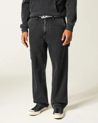 Jean baggy noir délavé