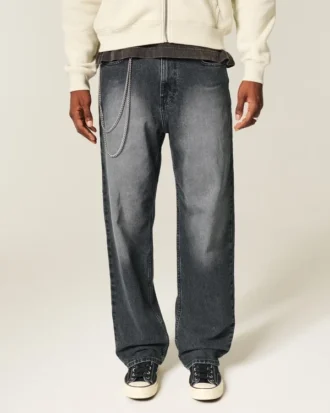 Jean baggy noir délavé