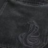 Jean baggy noir délavé avec broderie serpent Jean baggy noir délavé avec broderie serpent