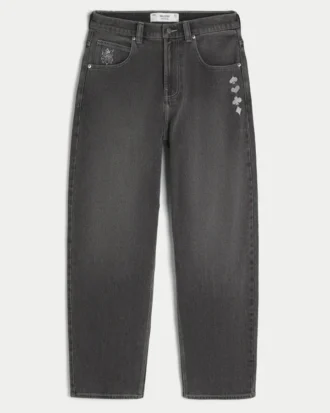Jean baggy noir délavé à motif joker de jeu de cartes
