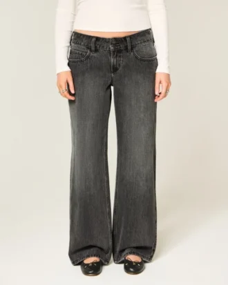 Jean baggy noir délavé taille basse Y2K