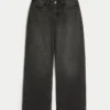 Jean baggy noir délavé taille haute pour silhouettes rondes Jean baggy noir délavé taille haute pour silhouettes rondes