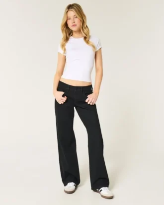 Jean baggy noir taille basse