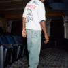 Jean baggy skater délavé clair avec broderie en forme de dés