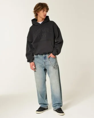 Jean baggy skater Hollywood Graphic à délavage moyen