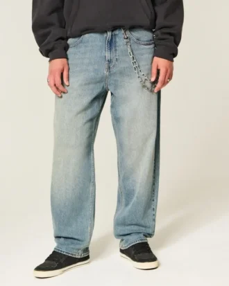 Jean baggy skater Hollywood Graphic à délavage moyen