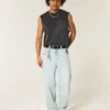 Jean baggy skateur délavé clair avec motif cartes à jouer Jean baggy skateur délavé clair avec motif cartes à jouer
