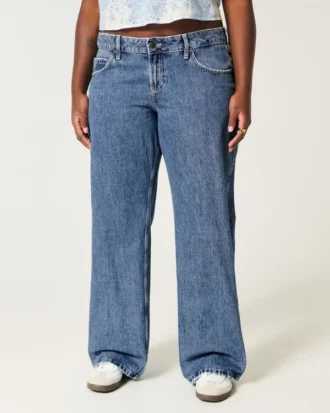 Jean baggy taille basse, coupe ample, délavage moyen