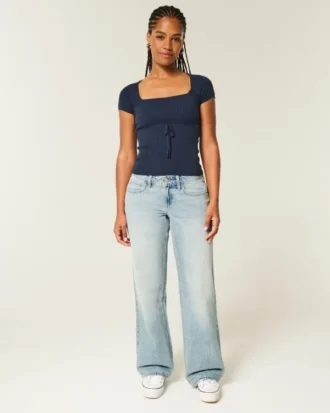 Jean baggy taille basse délavé clair