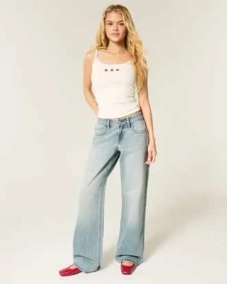 Jean baggy taille basse délavé clair