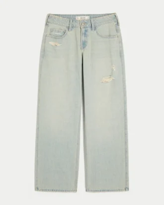 Jean baggy taille basse délavé clair