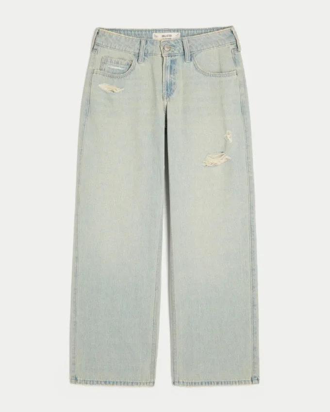 Jean baggy taille basse délavé clair Jean baggy taille basse délavé clair