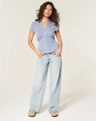 Jean baggy taille basse délavé clair