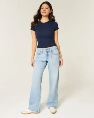 Jean baggy taille basse délavé clair