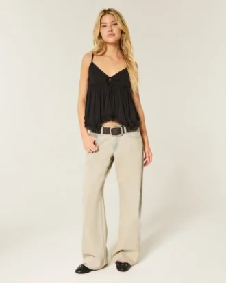 Jean baggy taille basse délavé clair