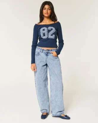 Jean baggy taille basse délavé clair