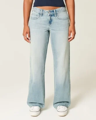 Jean baggy taille basse délavé clair