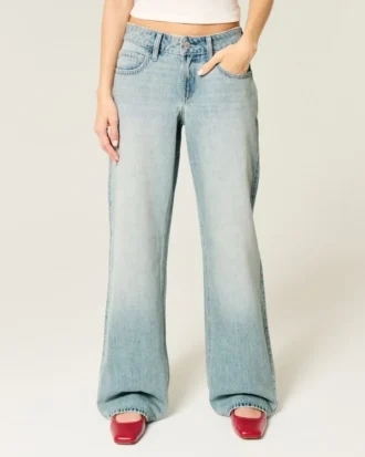 Jean baggy taille basse délavé clair