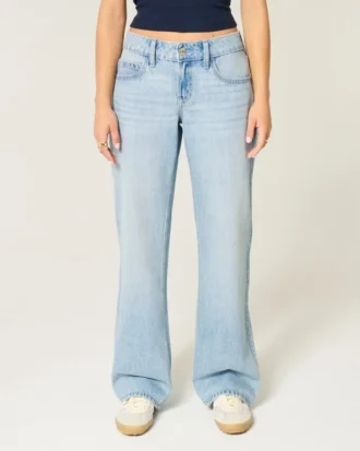 Jean baggy taille basse délavé clair