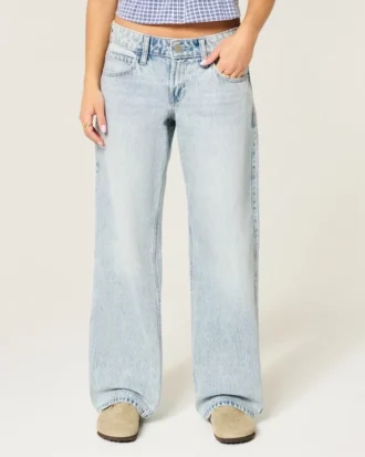 Jean baggy taille basse délavé clair