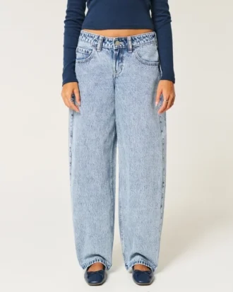 Jean baggy taille basse délavé clair