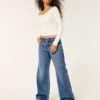 Jean baggy taille basse délavé foncé Jean baggy taille basse délavé foncé