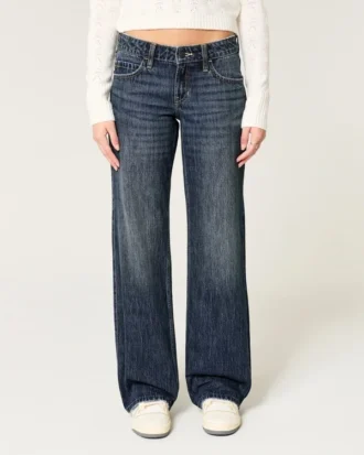 Jean baggy taille basse délavé foncé