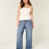 Jean baggy taille basse délavé foncé avec broderie « Class of ’26 » Jean baggy taille basse délavé foncé avec broderie « Class of ’26 »
