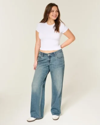 Jean baggy taille basse, délavage moyen