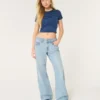 Jean baggy taille basse, délavage moyen Jean baggy taille basse, délavage moyen