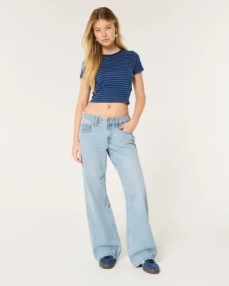 Jean baggy taille basse, délavage moyen