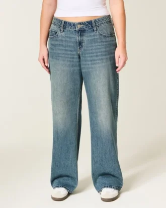 Jean baggy taille basse, délavage moyen