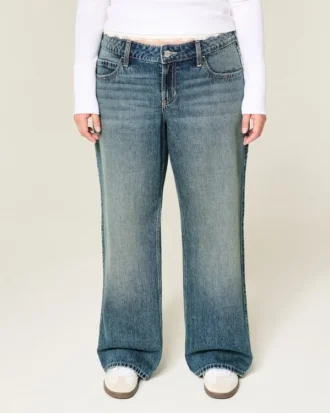 Jean baggy taille basse, délavage moyen
