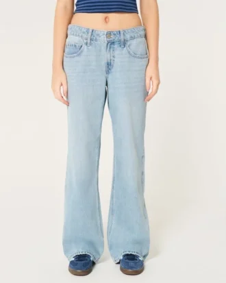 Jean baggy taille basse, délavage moyen