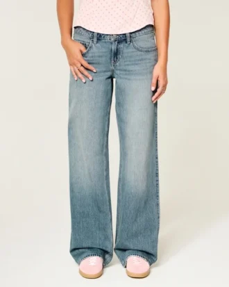 Jean baggy taille basse, délavage moyen