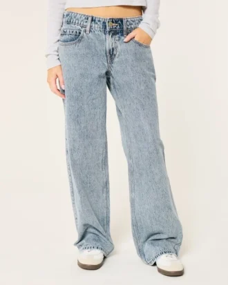 Jean baggy taille basse, délavage moyen