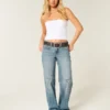 Jean baggy taille basse délavage moyen avec motif étoile Jean baggy taille basse délavage moyen avec motif étoile