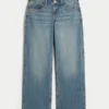 Jean baggy taille basse, délavage moyen, imprimé Los Angeles Jean baggy taille basse, délavage moyen, imprimé Los Angeles