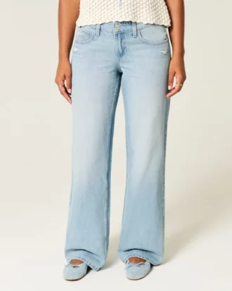 Jean baggy taille basse effet usé pour silhouettes rondes